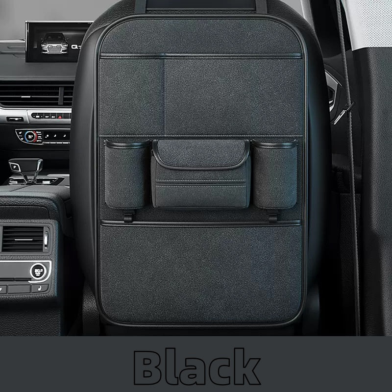Multi-functional storage and anti-kick pads for car seat backs