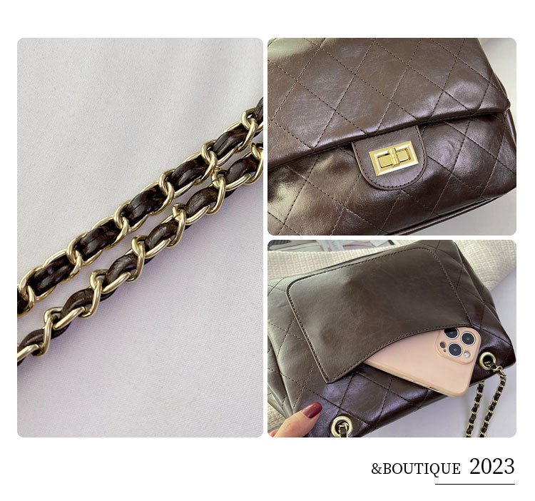 Lady's yellow-brown crossbody bag