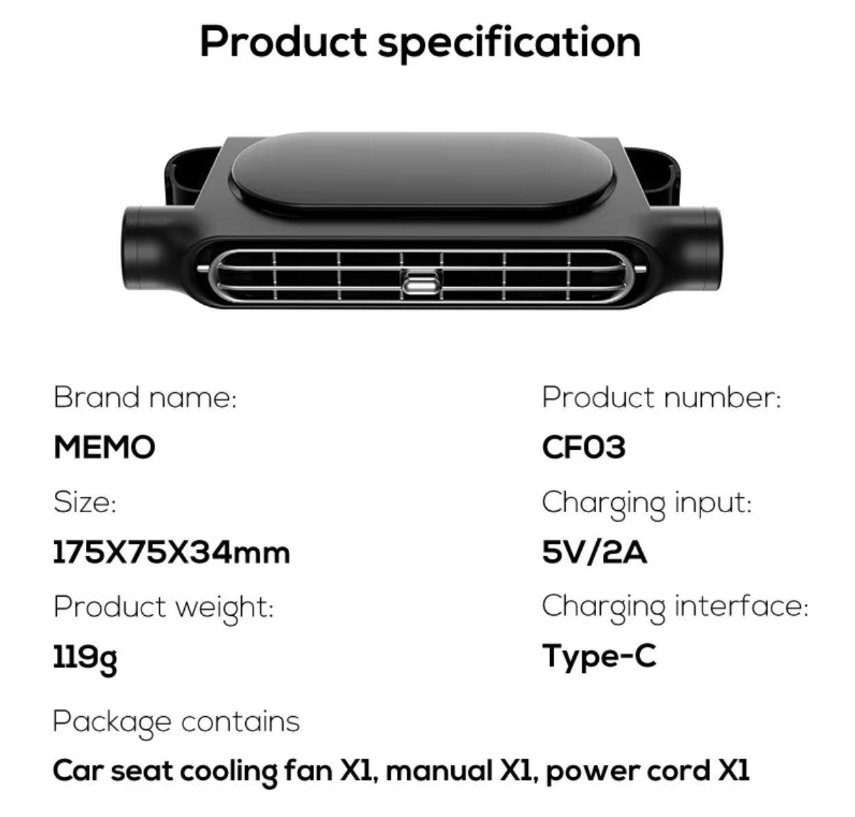 Portable car seat fan