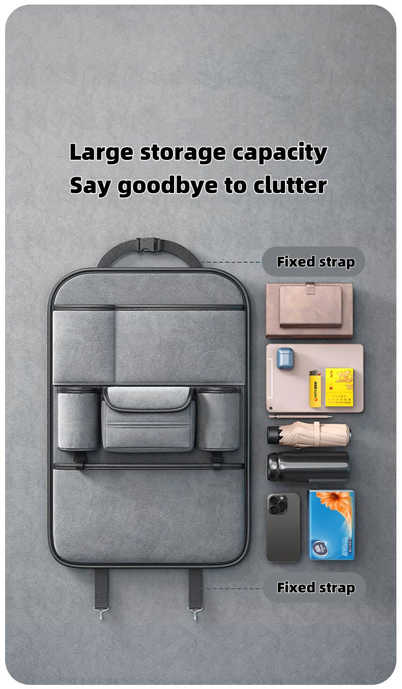 Multi-functional storage and anti-kick pads for car seat backs