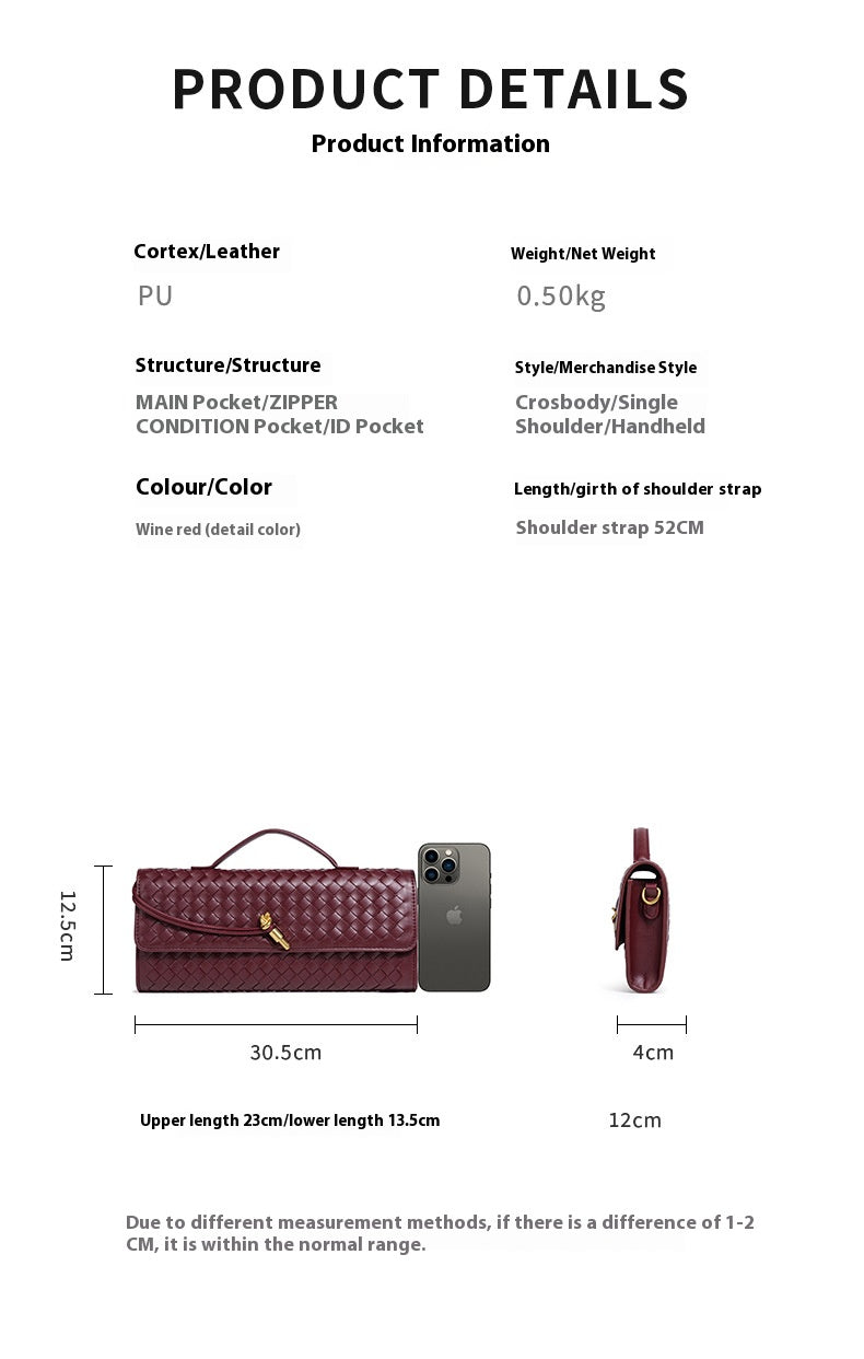 Ladies' wine red diamond-shaped bag