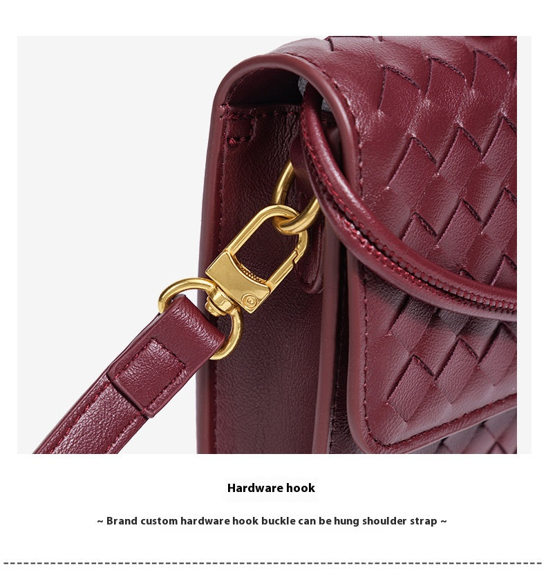 Ladies' wine red diamond-shaped bag