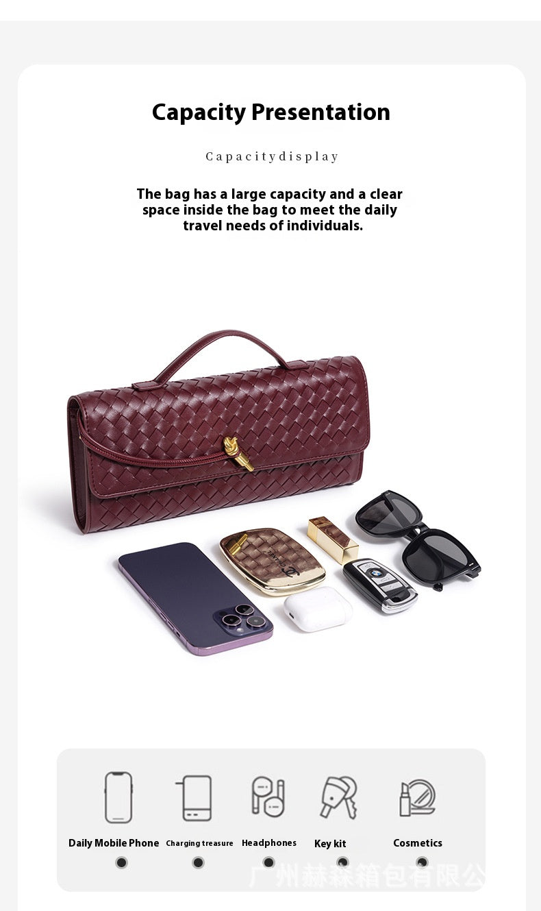 Ladies' wine red diamond-shaped bag