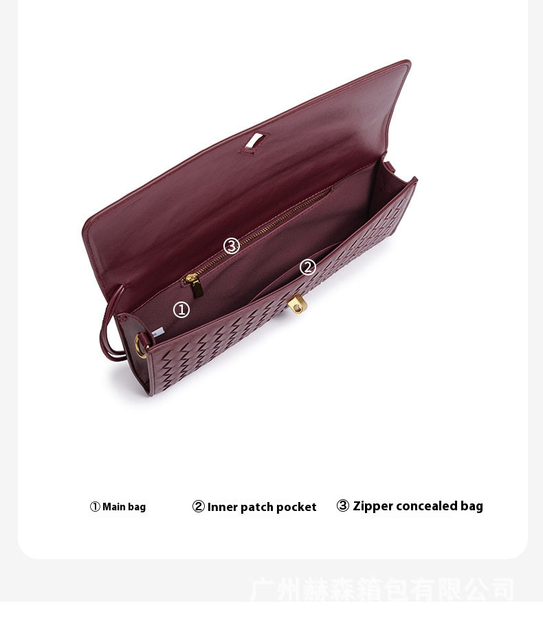 Ladies' wine red diamond-shaped bag