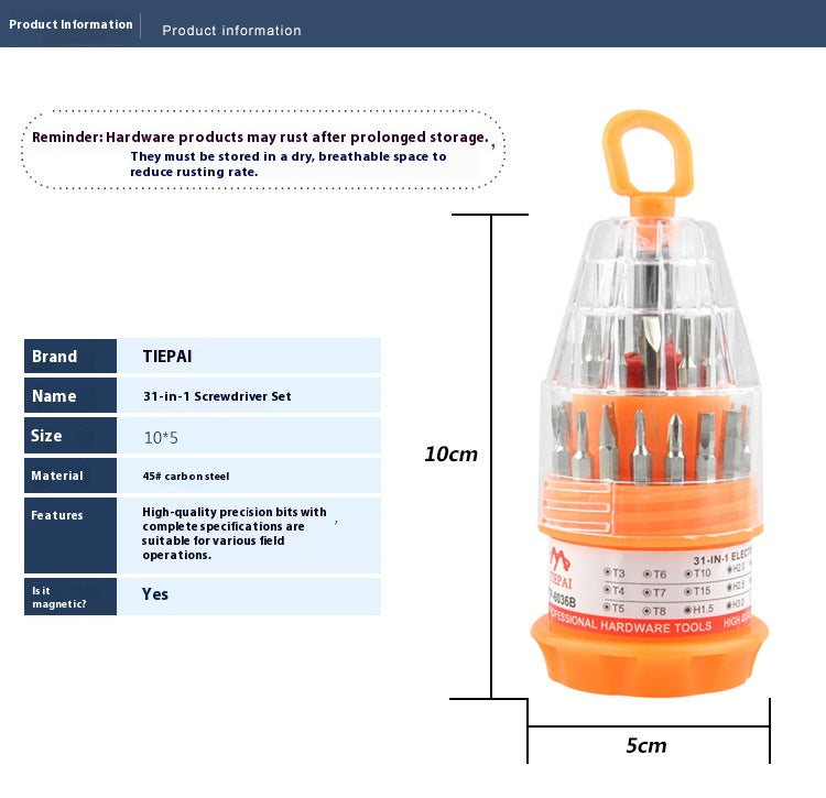31-in-1 repair tool set screwdriver