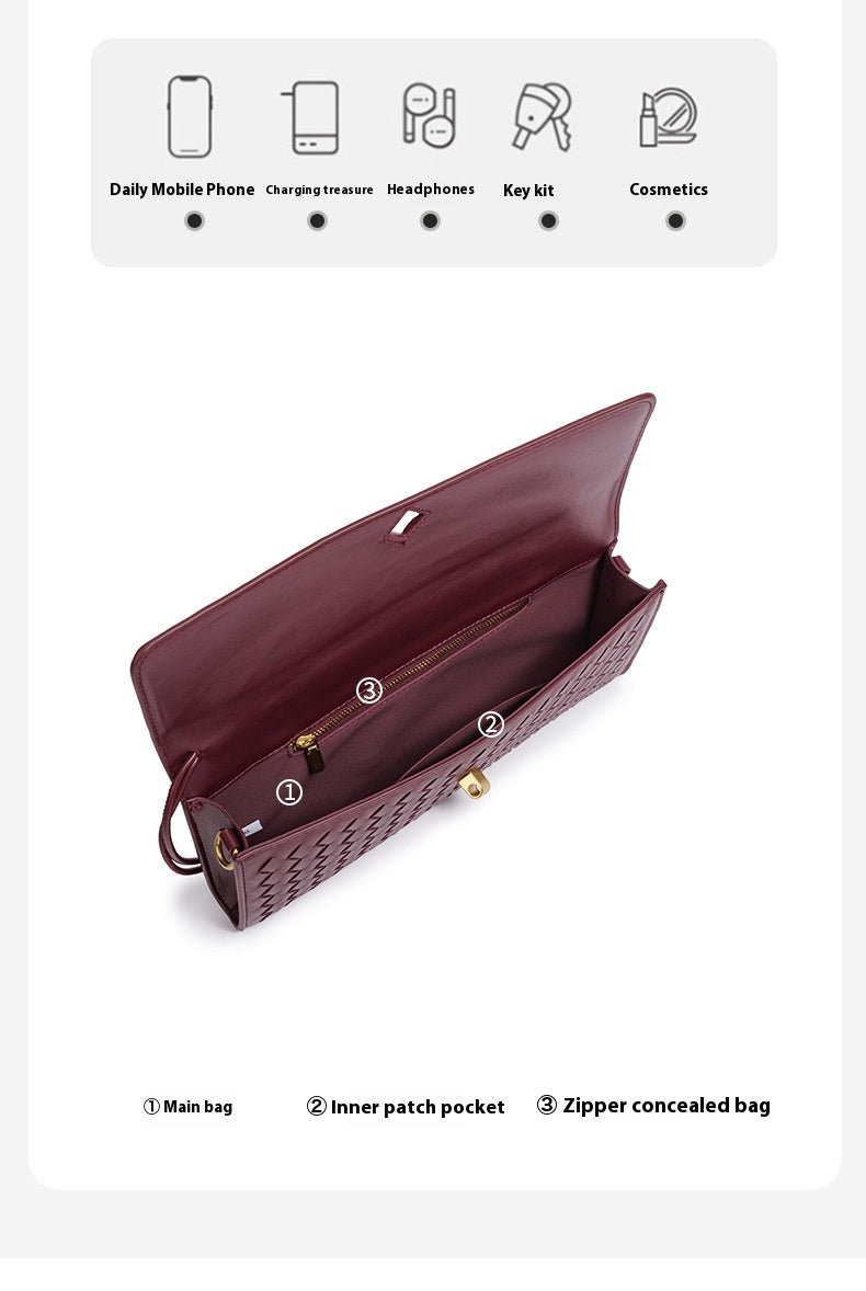 Ladies' wine red diamond-shaped bag