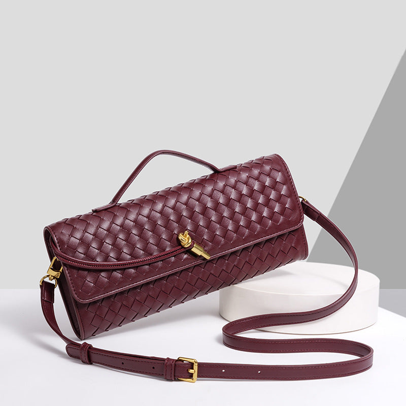 Ladies' wine red diamond-shaped bag